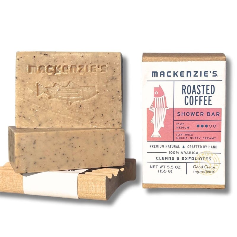 MACKENZIES Roasted Coffee Shower Bar Gifts for Women Gifts for Men Coastal Gifts Natural Bar Soap Exfoliating 55 OZ - Image 1