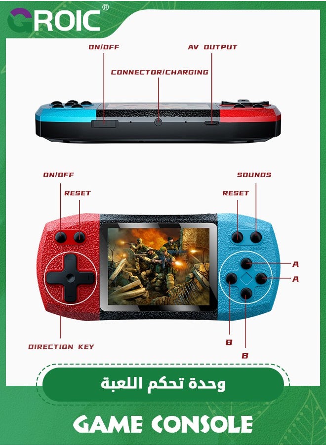 GROIC - Retro Handheld Video Game Console with 620 Classic Games, Micro USB Rechargeable, 3 Inch LCD Screen, MultiPlayer and TV Support - Image 1