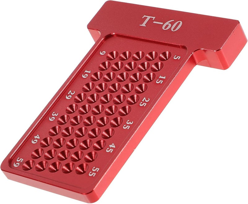 Uonlytech Woodworking Scriber T Type Alloy Ruler Tool Red Handheld Marking Gauge for Household Carpentry Woodworking Measurement - Image 1