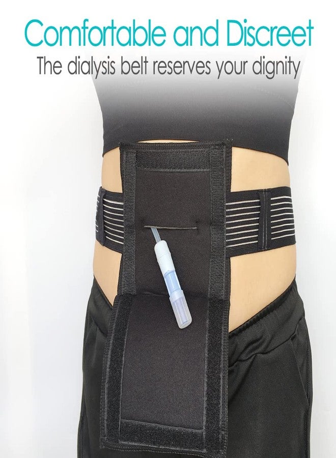 DiaBelt G Tube Holder Peritoneal Dialysis Catheter Belt to Secure Medical Feeding Tubes Gastrostomy Gtube PEG J Tube with Larger 6" Square Sponge Pouch Pad Accessories for Adults Women Men Black - Image 4