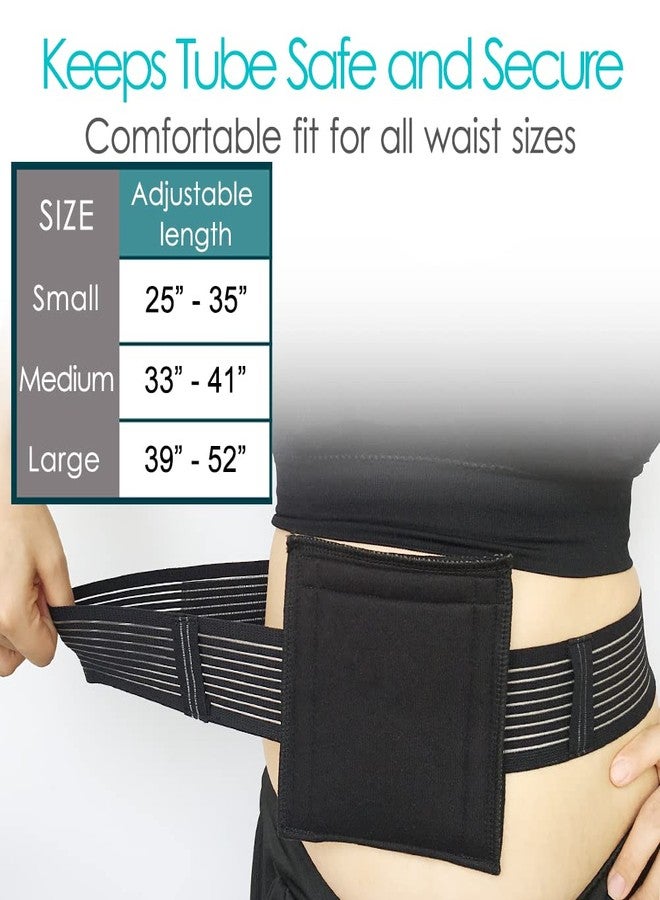 DiaBelt G Tube Holder Peritoneal Dialysis Catheter Belt to Secure Medical Feeding Tubes Gastrostomy Gtube PEG J Tube with Larger 6" Square Sponge Pouch Pad Accessories for Adults Women Men Black - Image 3