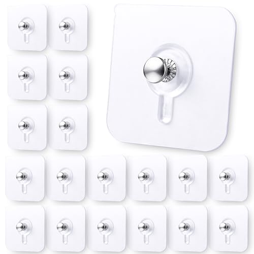 Rindion Adhesive Wall Hangers 35P, Transparent Picture Hangers Without Nails, Damage-Free Wall Clock Hanger for Bathroom, Kitchen, Home and Office, Single 11 lbs Load Max - Image 5