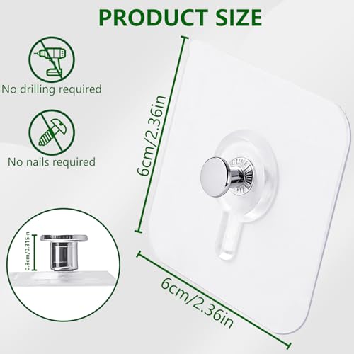 Rindion Adhesive Wall Hangers 35P, Transparent Picture Hangers Without Nails, Damage-Free Wall Clock Hanger for Bathroom, Kitchen, Home and Office, Single 11 lbs Load Max - Image 2