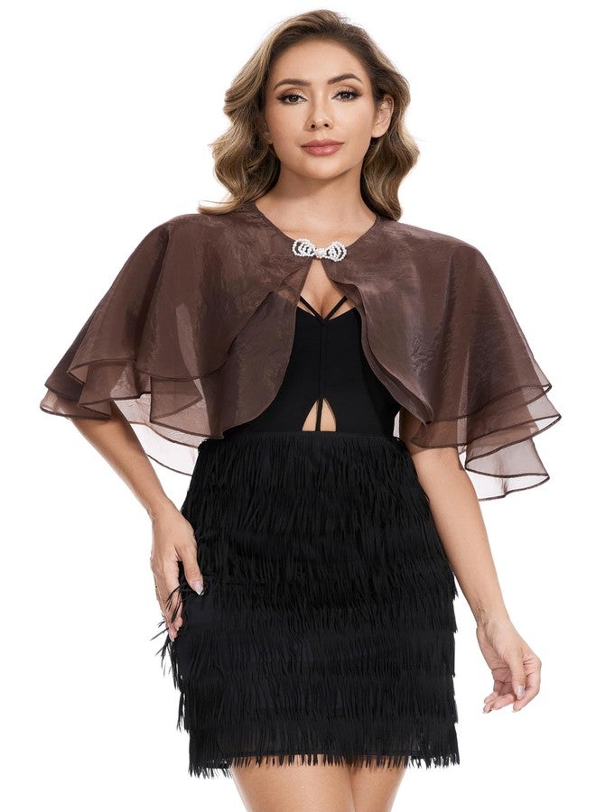 Sepsap Women's Sheer Tencel Shawls and Wraps for Evening Dresses Soft Wedding Cape Lightweight Bridesmaid Scarves Cover Up, Brown, One size - Image 3