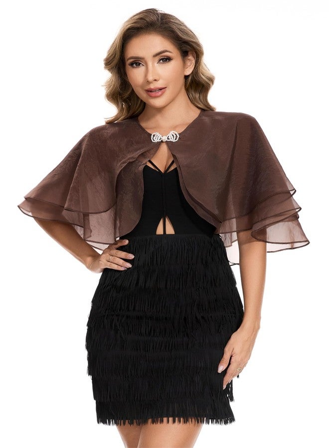 Sepsap Women's Sheer Tencel Shawls and Wraps for Evening Dresses Soft Wedding Cape Lightweight Bridesmaid Scarves Cover Up, Brown, One size - Image 2