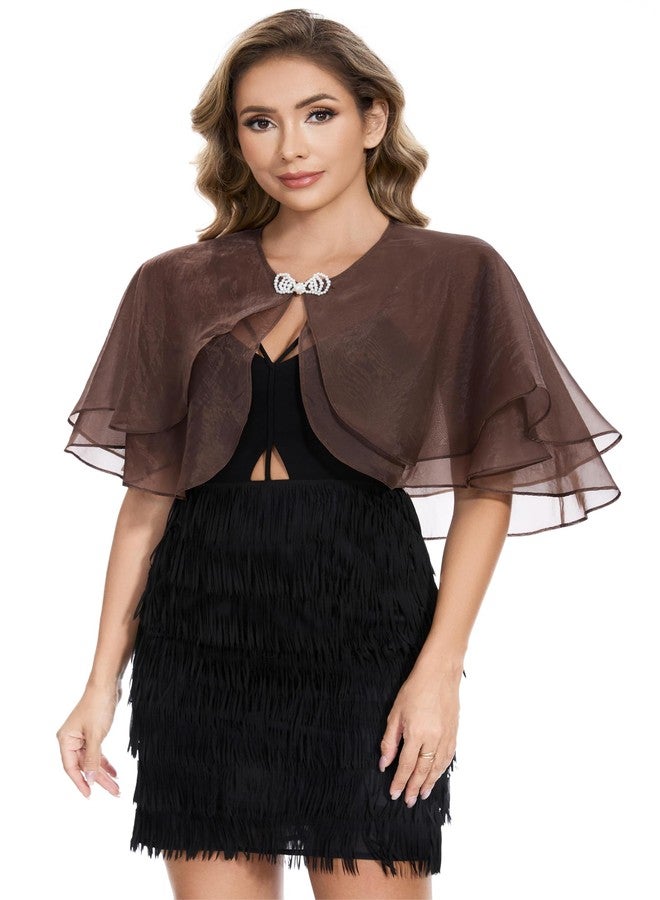 Sepsap Women's Sheer Tencel Shawls and Wraps for Evening Dresses Soft Wedding Cape Lightweight Bridesmaid Scarves Cover Up, Brown, One size - Image 4
