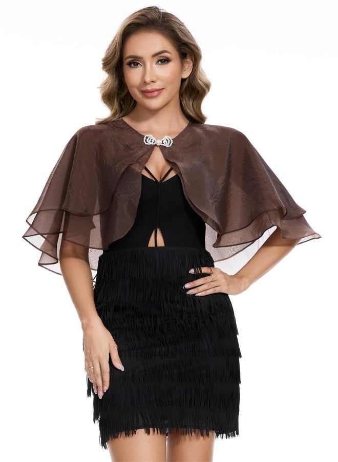 Sepsap Women's Sheer Tencel Shawls and Wraps for Evening Dresses Soft Wedding Cape Lightweight Bridesmaid Scarves Cover Up, Brown, One size - Image 1