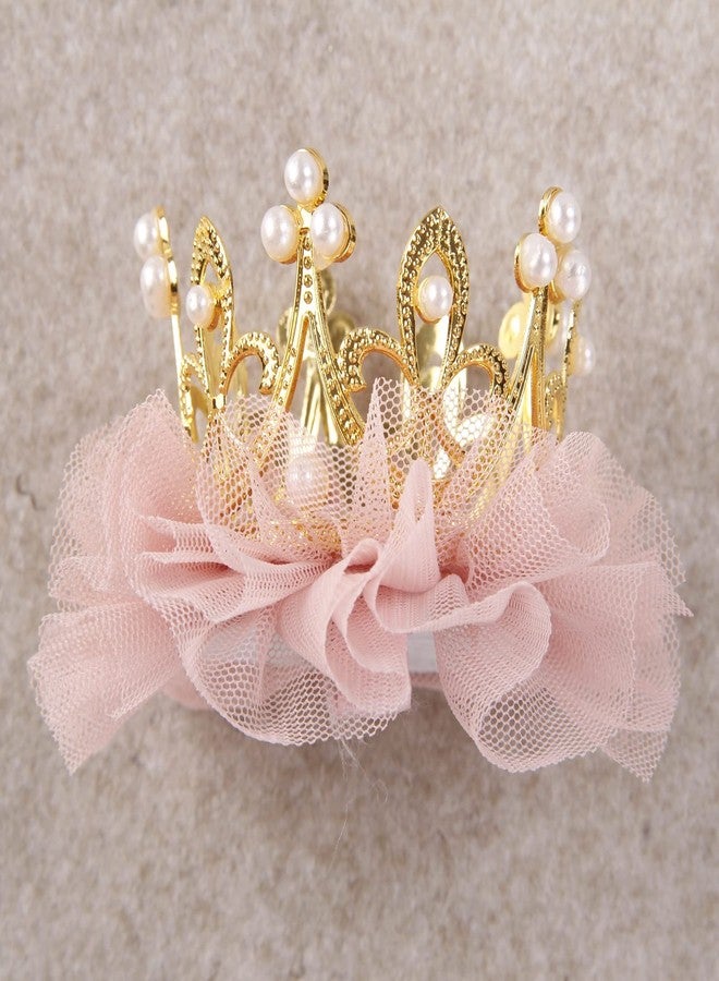 Nishine Baby Crown Hair Pins Princess Girls Crown Tiara Hair Clips Tulle Mesh Tiaras for Kids Gift (Gold) - Image 4