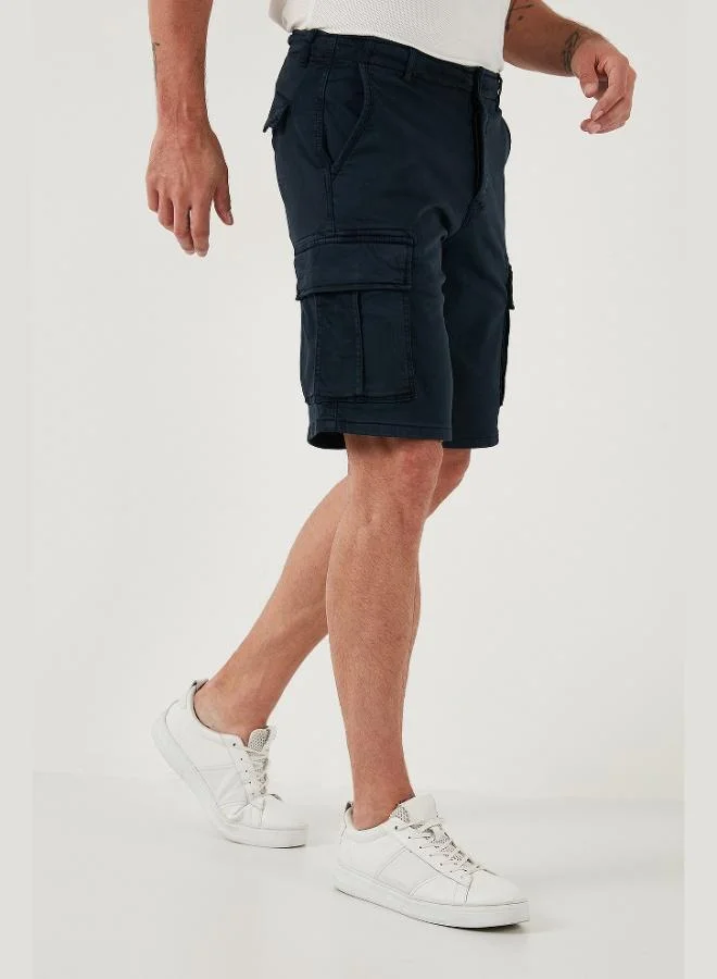 Buratti  Buratti Stretch Cotton Regular Fit Normal Waist Cargo Shorts with Pockets Men's SHORTS 4510S79MILAN for Men | Best Price UAE
