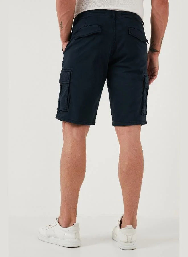 Buratti  Buratti Stretch Cotton Regular Fit Normal Waist Cargo Shorts with Pockets Men's SHORTS 4510S79MILAN for Men | Best Price UAE