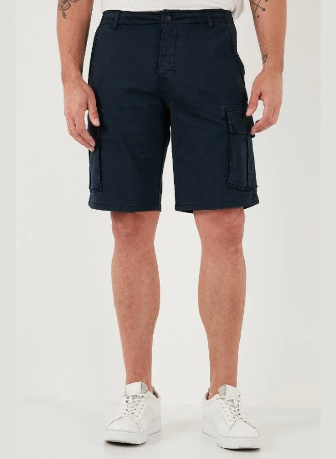 بوراتي شورت رجالي كارغو قطن مطاطي بخصر عادي وجيوب من بوراتي