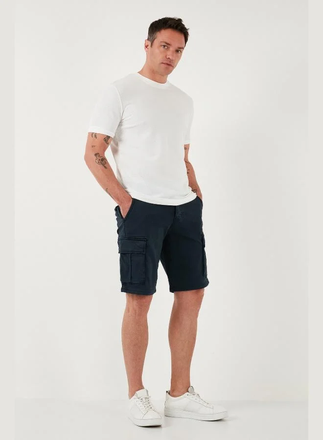 Buratti  Buratti Stretch Cotton Regular Fit Normal Waist Cargo Shorts with Pockets Men's SHORTS 4510S79MILAN for Men | Best Price UAE