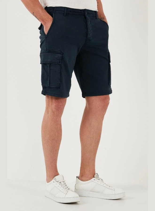 Buratti  Buratti Stretch Cotton Regular Fit Normal Waist Cargo Shorts with Pockets Men's SHORTS 4510S79MILAN for Men | Best Price UAE