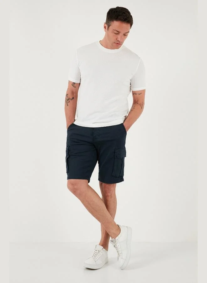 بوراتي شورت رجالي كارغو قطن مطاطي بخصر عادي وجيوب من بوراتي