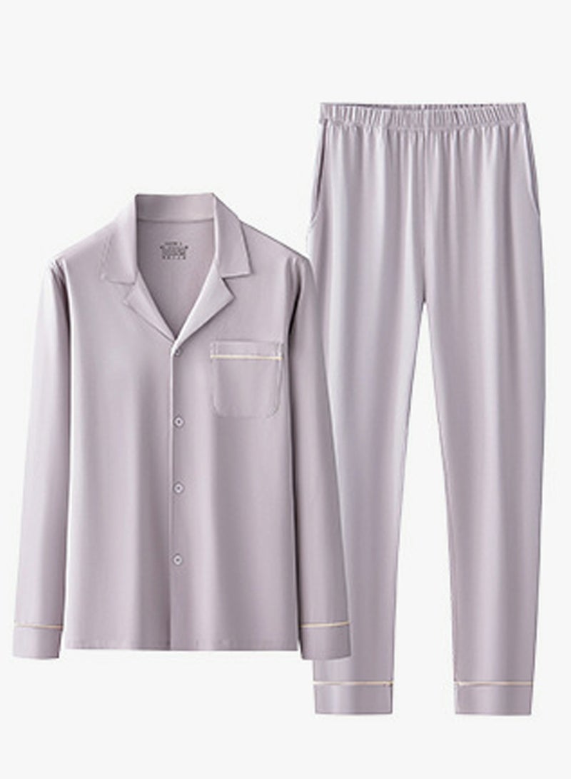 Loquat Women's 2-Piece Set Nightgown Sleepwear Long Sleeve Lapel Top And Pants Soft Loungewear Pajamas Suit Lotus Grey 