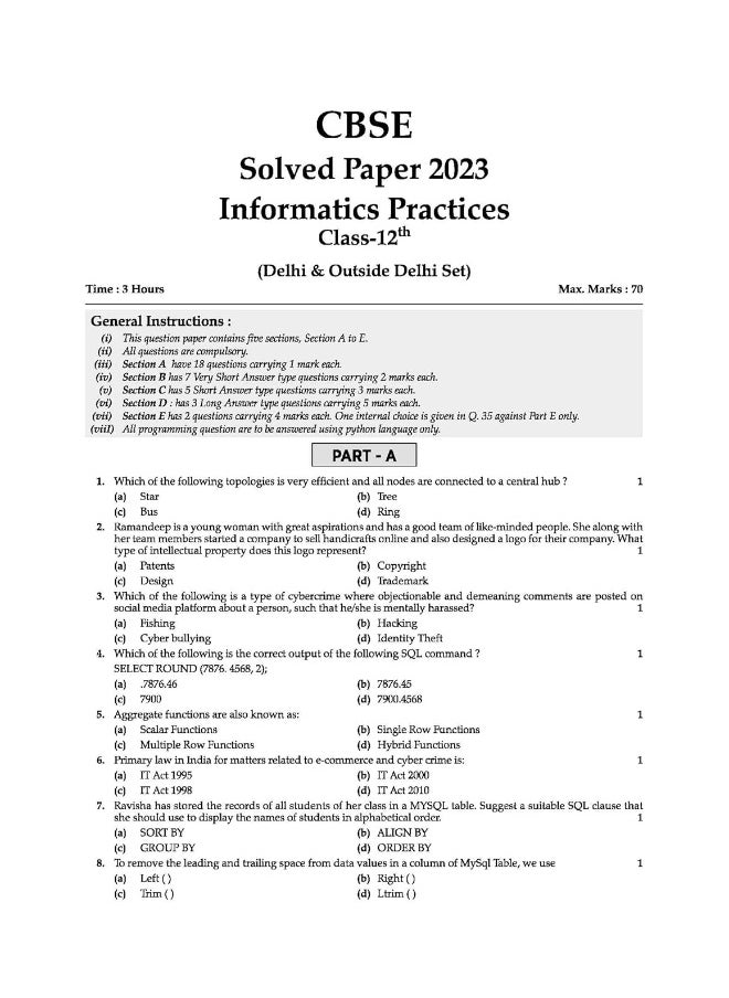 null - Oswaal CBSE Class 12 Informatics Practices Question Bank 2023-24 Book - Image 1