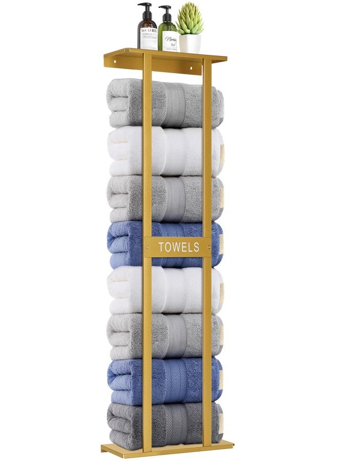 BSNBIC Bathroom Towel Storage Rack, Wall Mounted Bathroom Towel Rack, 30 inch Heavy Duty 6 Large Towels, Wall Mounted Towel Rack for Rolled Towels, Gold - Image 1