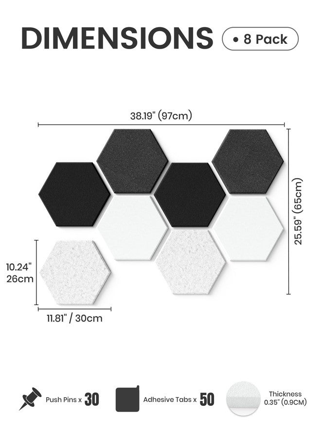 Fluxynara Hexagon Cork Board Alternative for Walls Decor-8-Pack Felt Bulletin Board Tiles,with 30 Pushpins,50 Adhesive Tabs for Office,Classrooms & Home Pin Board Felt Board-Concrete Echo - Image 2