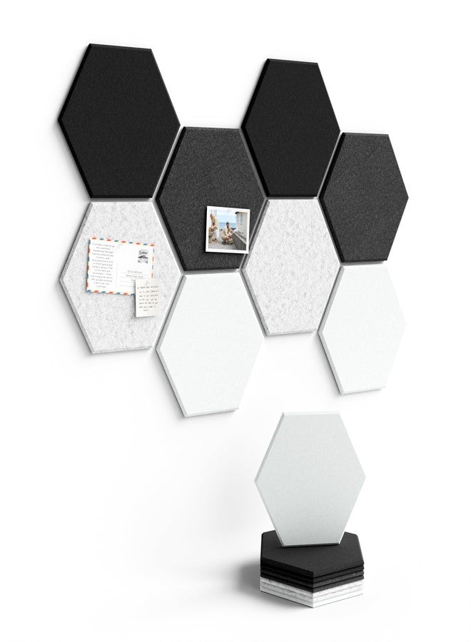 Fluxynara Hexagon Cork Board Alternative for Walls Decor-8-Pack Felt Bulletin Board Tiles,with 30 Pushpins,50 Adhesive Tabs for Office,Classrooms & Home Pin Board Felt Board-Concrete Echo - Image 1