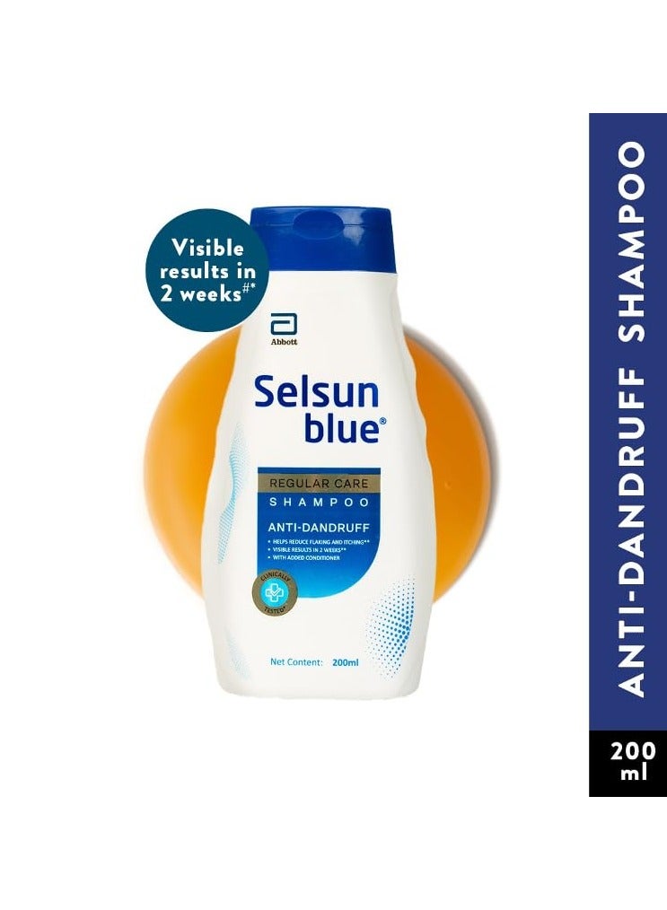 Selsun blue Regular Care Shampoo for Men and Women with Added Conditioner, Helps Reduce Flaking and Itching, Control Dandruff, 200 ml (Pack of 1) - Image 2