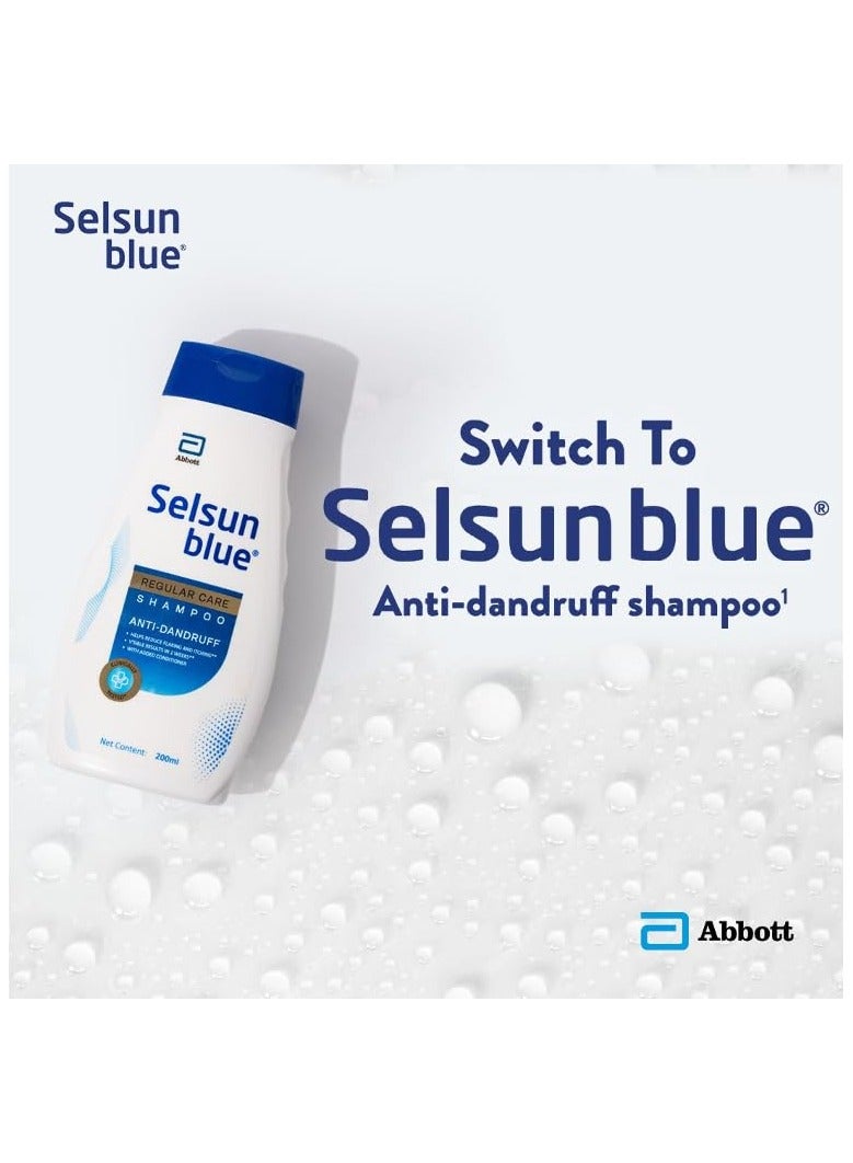 Selsun blue Regular Care Shampoo for Men and Women with Added Conditioner, Helps Reduce Flaking and Itching, Control Dandruff, 200 ml (Pack of 1) - Image 4