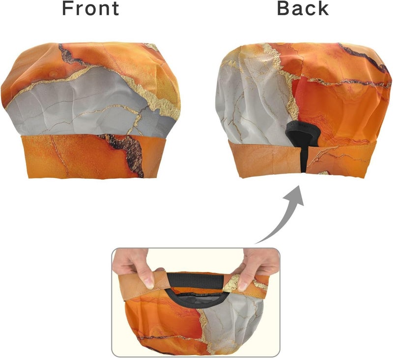 Kid Paint Smock Cute Marble Orange Gold Kids Apron Chef Hat Set for Children 3-12 Years Old - Image 2