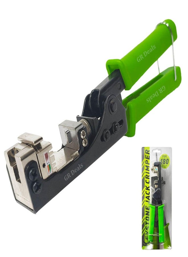 GR Deals 180 Degree Keystone Jack Punch Down Tool (Fit Specific AMP 110 Series 8 Position Jacks Only), CAT5/5e and CAT6/6A Adapter Fast Termination Crimper, One Hand Operation Green Handle. - Image 1