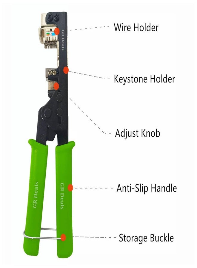 GR Deals 180 Degree Keystone Jack Punch Down Tool (Fit Specific AMP 110 Series 8 Position Jacks Only), CAT5/5e and CAT6/6A Adapter Fast Termination Crimper, One Hand Operation Green Handle. - Image 4