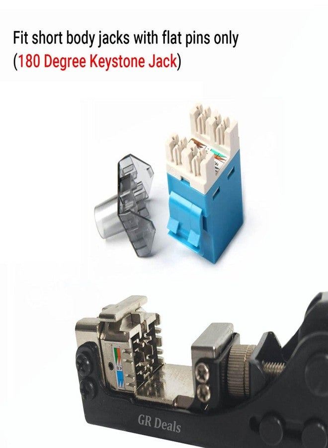 GR Deals 180 Degree Keystone Jack Punch Down Tool (Fit Specific AMP 110 Series 8 Position Jacks Only), CAT5/5e and CAT6/6A Adapter Fast Termination Crimper, One Hand Operation Green Handle. - Image 3