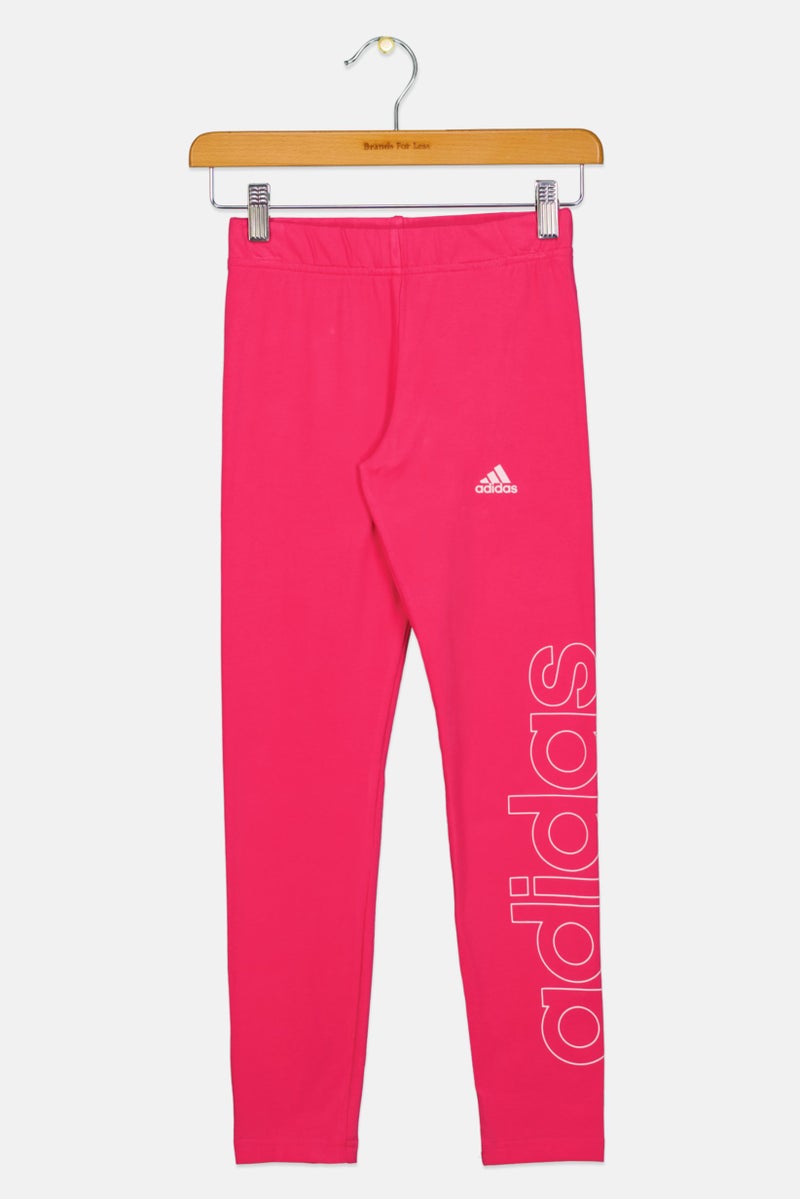 Adidas Kids Girl Brand Logo Training Leggings, Dark Pink - Image 1