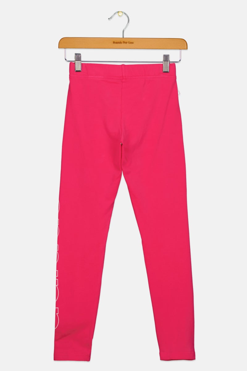 Adidas Kids Girl Brand Logo Training Leggings, Dark Pink - Image 2