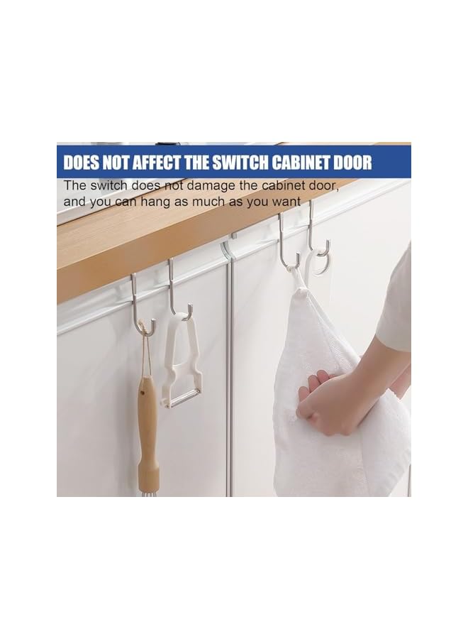 promass 4pcs Over Door Hook, Hanger Stainless Steel Shower Towel Hooks for Hanging, S Shaped Heavy Duty Multipurpose Cupboard Narrow Door Hooks for Bathrooms Kitchen Cabinet Wardrobe - Image 2