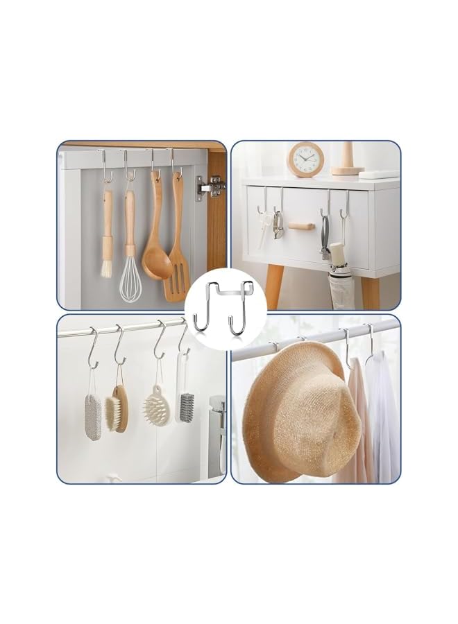 promass 4pcs Over Door Hook, Hanger Stainless Steel Shower Towel Hooks for Hanging, S Shaped Heavy Duty Multipurpose Cupboard Narrow Door Hooks for Bathrooms Kitchen Cabinet Wardrobe - Image 5