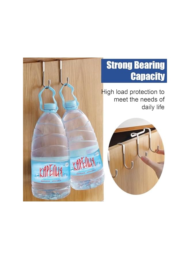 promass 4pcs Over Door Hook, Hanger Stainless Steel Shower Towel Hooks for Hanging, S Shaped Heavy Duty Multipurpose Cupboard Narrow Door Hooks for Bathrooms Kitchen Cabinet Wardrobe - Image 4