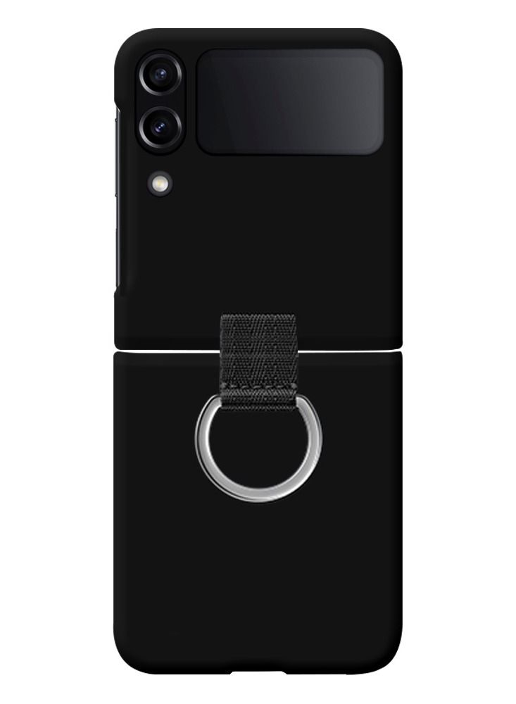 CATANES Samsung Galaxy Z Flip 4 Case with Ring Holder Metal Finger Grip Bracket Folding Cover Compatible with Galaxy Z Flip4 6.7 inch Black - Image 1