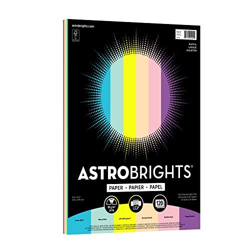Astrobrights Colored Paper, 8.5" x 11", 24 lb/90 gsm, Playful 6-Color Assortment, 120 Sheets (91022) - Image 1