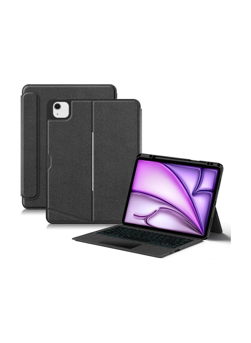 General Backlit Keyboard for iPad Air 13 (2025) 13-inch (M3), Leather Case with Pen Holder, Magnetic Removable Detachable Wireless Bluetooth Touchpad Trackpad Keyboard  - Image 1