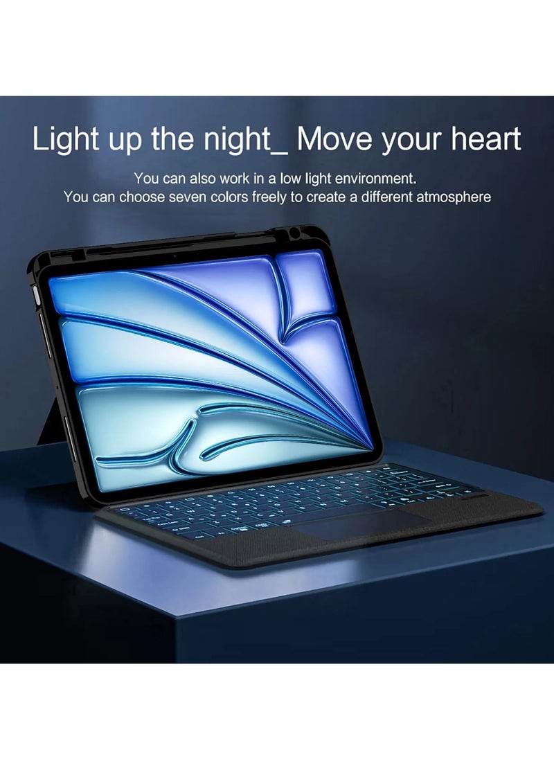 General Backlit Keyboard for iPad Air 13 (2025) 13-inch (M3), Leather Case with Pen Holder, Magnetic Removable Detachable Wireless Bluetooth Touchpad Trackpad Keyboard  - Image 3