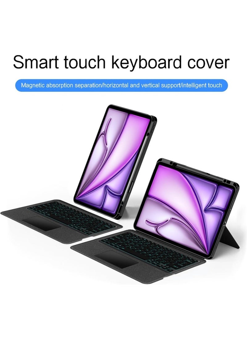 General Backlit Keyboard for iPad Air 13 (2025) 13-inch (M3), Leather Case with Pen Holder, Magnetic Removable Detachable Wireless Bluetooth Touchpad Trackpad Keyboard  - Image 2