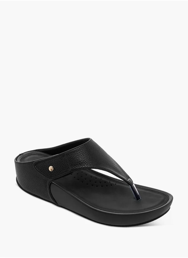 Flora Bella By Shoexpress Women Textured Slip-On Comfort Sandals with Wedge Heels