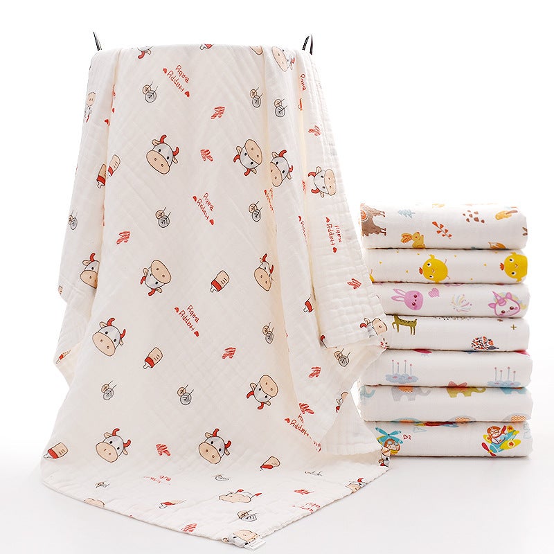 4-Layer Cotton Baby Bath Towel - Soft & Breathable Newborn Wrap