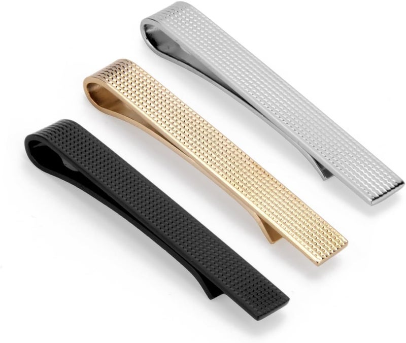 Tie Pin Tie Clip Set of 3 Silver Black Gooden for Men in Gift Box - Image 1