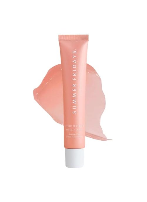 SUMMER FRIDAYS Summer Fridays Tinted Lip Butter Balm - Conditioning Vegan Lip Balm for Instant Moisture, Shine & Hydration - Softening & Soothing Skincare - Birthday Cake (.5 Oz) 