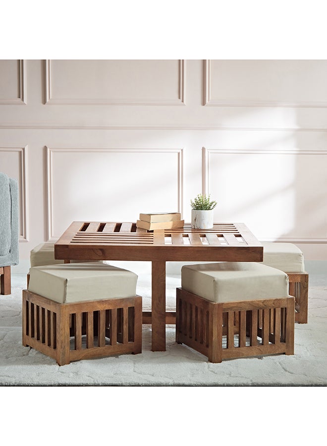 Home Box Vintaj Coffee Table with 4 Stools 88 x 46 x 88 cm - Image 2