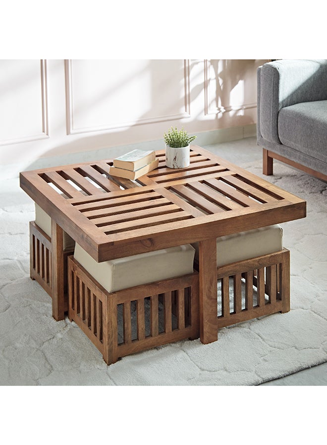 Home Box Vintaj Coffee Table with 4 Stools 88 x 46 x 88 cm - Image 1