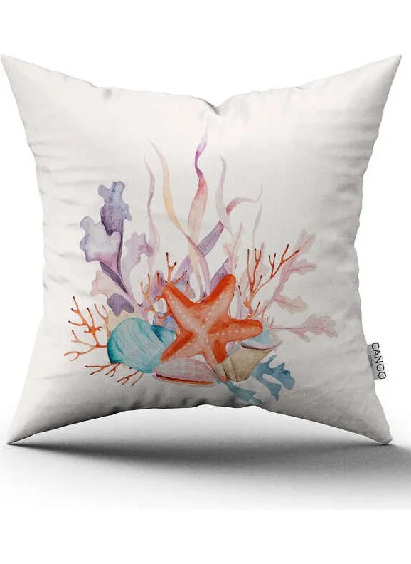 Cango Home Double Sided Blue Orange Marine Patterned Digital Printed Throw Pillow Cover CGH1188