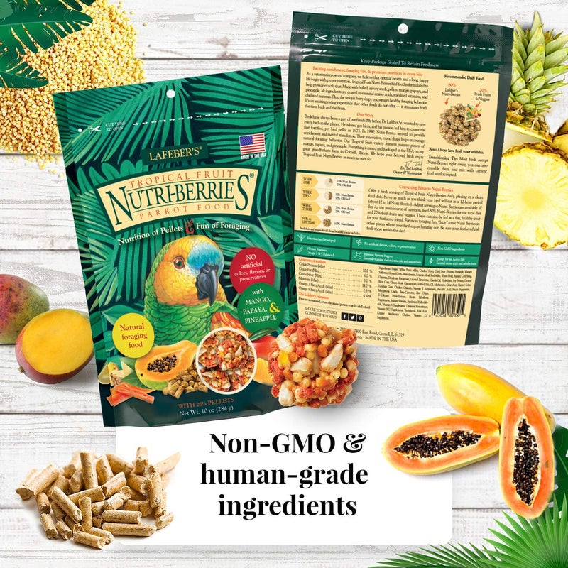 LAFEBER'S Nutri-Berries Pet Bird Food Variety Sampler Bundles, Made with Non-GMO and Human-Grade Ingredients, for Parrots, 10 oz. Each (4 Pk Bundle) with Free Avi-Cake Sample - Image 4