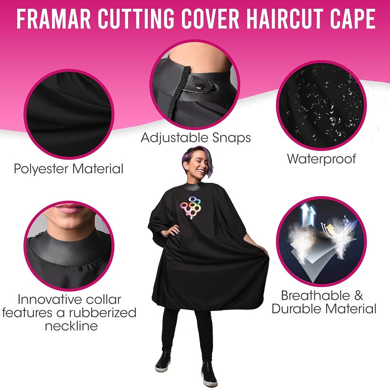 framar Professional Hair Cutting Cape – Hair Cutting Capes For Adults, Salon Cape For Hair Cutting, Capa De Peluqueria Professional, Barber Capes, Haircutting Capes For Adults – Rubberized Collar - Image 2
