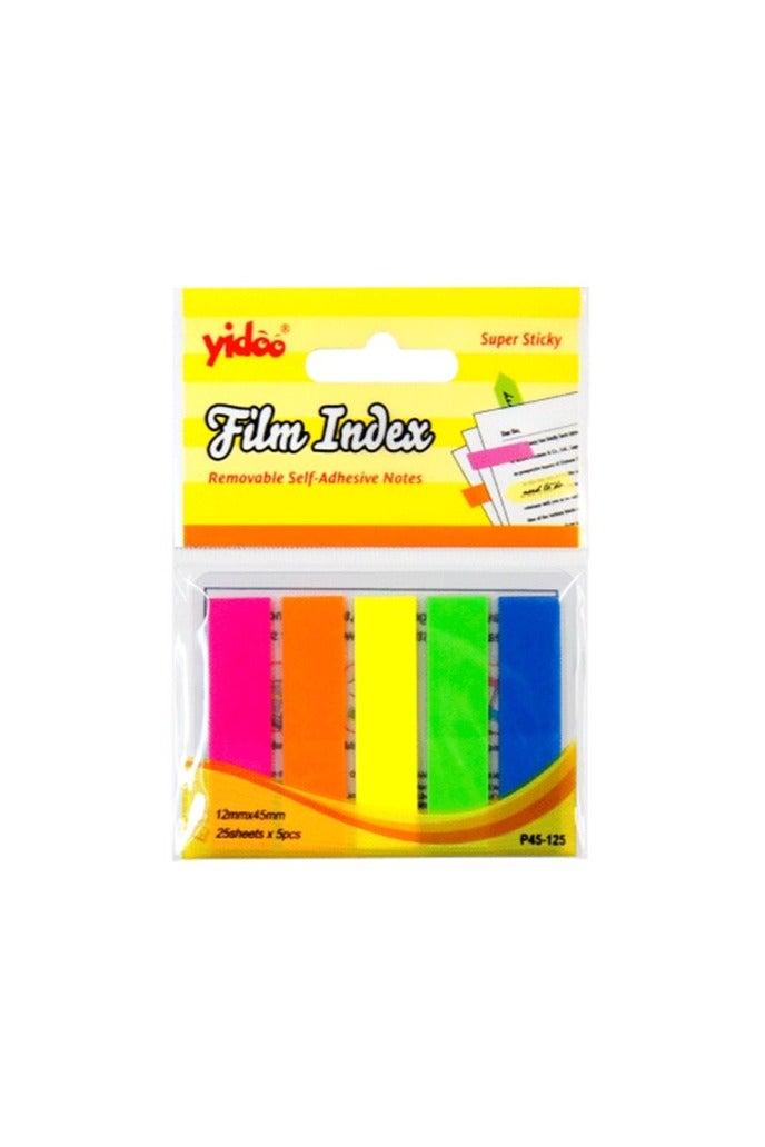 Post-it Neon 5-Color Rectangular Tabs, Size 45 × 12 mm, 125 Sheets – Yidoo Model P45-125