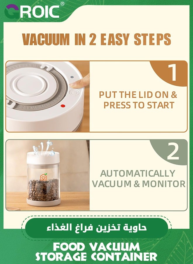 GROIC Intelligent Food Vacuum Storage Container, Date Display, One Click Automatic Exhaust, Airtight Food Container, Coffee Storage Can Glass, With Magnetic Charging (600ml) - Image 4